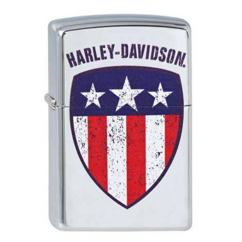 Zapalniczka benzynowa Zippo Harley Davidson Flag Polish Chrome